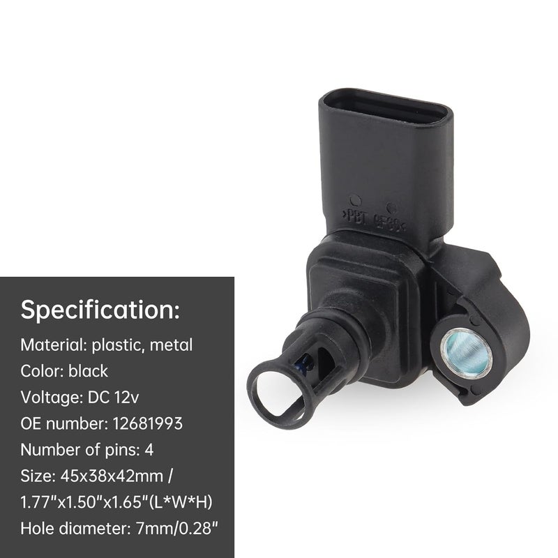 Ocotope Intake Air Pressure and Temperature Sensor 12681993 Compatible with Chevy Equinox Cruze Malibu Silverado GMC Terrain Sierra Buick Cascada Encore 2016-2022 Replace 225-1174 12670600 5S15725 - Image 5